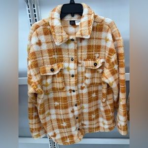 Disney Mickey Mouse Halloween Orange Plaid Shacket Big Lots Size XL - NEW